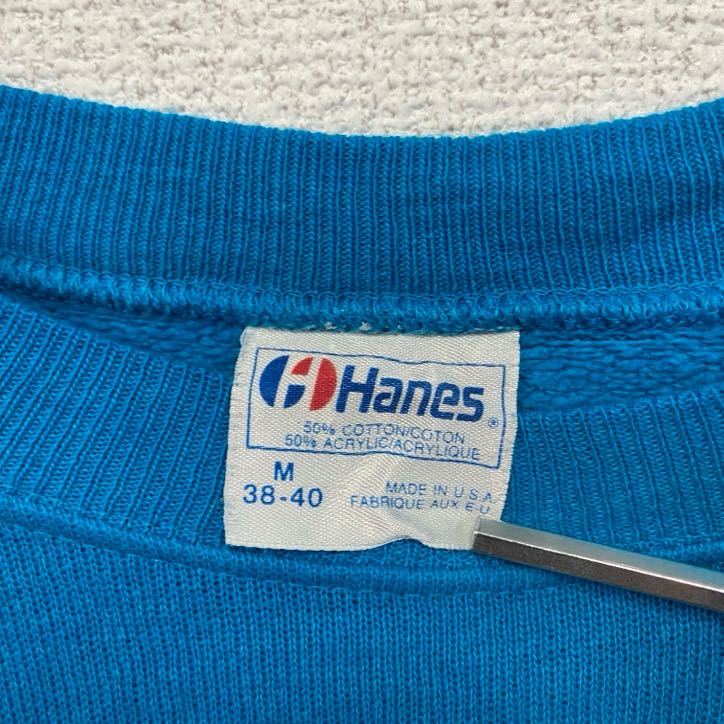 80s　Hanes　ヘインズ　スウェット/トレーナー　ヴィンテージ　ラグランスリーブ　青　ブルー　Mサイズ