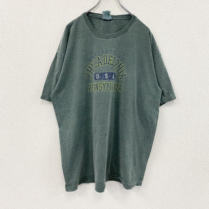 ～90s　anvil　アンヴィル　半袖プリントTシャツ　カプセルプリント　アーチプリント　3連プリント　カーキ　XLサイズ　