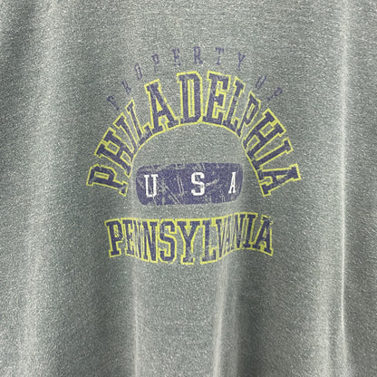 ～90s　anvil　アンヴィル　半袖プリントTシャツ　カプセルプリント　アーチプリント　3連プリント　カーキ　XLサイズ　
