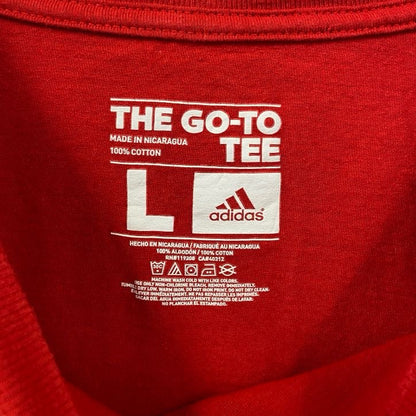 古着 used　adidas アディダス　半袖プリントTシャツ　NHL　ホッケー　カナダ　ワンポイントロゴ　赤　レッド　Lサイズ