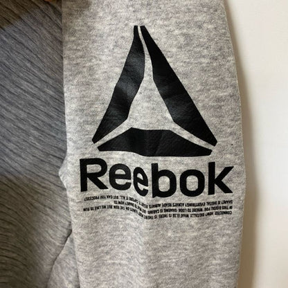 古着 used　Reebok リーボック　長袖横リブパーカー　フーディー　裏起毛　シンプルデザイン　グレー　Ｌサイズ
