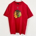 古着 used　Reebok リーボック　半袖ロゴプリントTシャツ　NHL　シカゴ・ブラックホークス　赤　レッド　Lサイズ