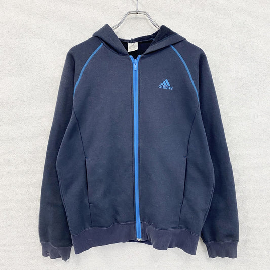 adidas　アディダス　フルジップスウェットパーカー/フーディー　ラグランスリーブ　紺　ネイビー　Lサイズ