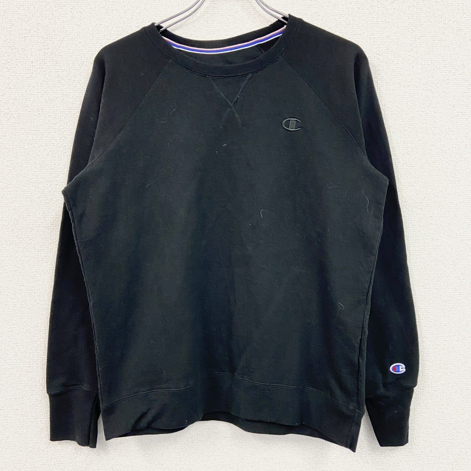champion　チャンピオン　スウェット/トレーナー　ロゴ刺繡　黒　ブラック　Lサイズ