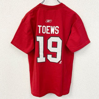 古着 used　Reebok リーボック　半袖ロゴプリントTシャツ　NHL　シカゴ・ブラックホークス　赤　レッド　Lサイズ