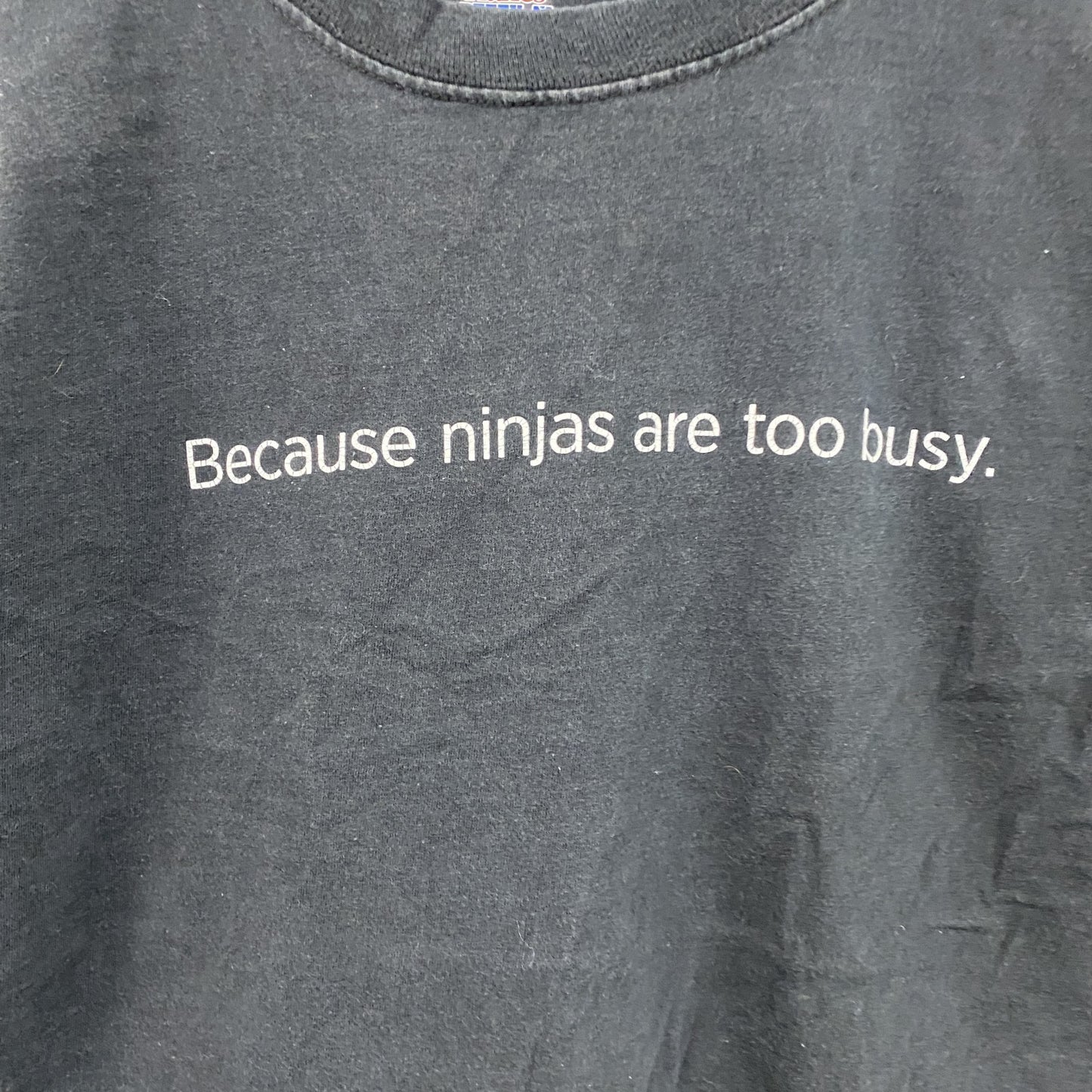 Hanes　ヘインズ　半袖メッセージプリントTシャツ　黒　ブラック　Mサイズ