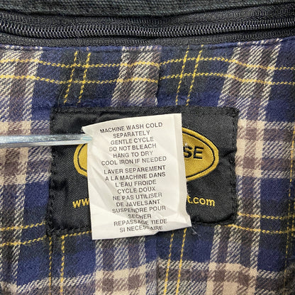 WEARHOUSEDEPOT　フルジップダックジャケット　コーデュロイカラー　チェックライナー　比翼仕立て　刺繍ロゴ　黒　ブラック