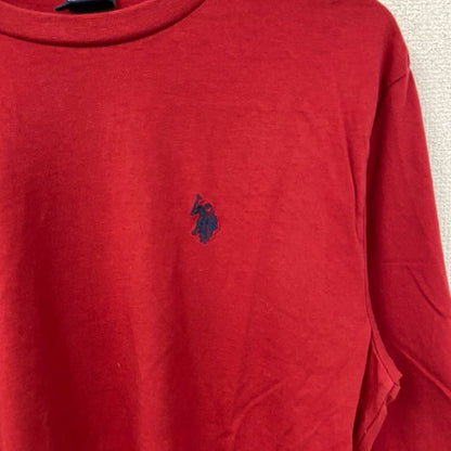 古着 used　U.S.POLOASSN　ユーエスポロアッスン　長袖Tシャツ　ロンT　ワンポイントロゴ刺繍　赤　レッド　XSサイズ