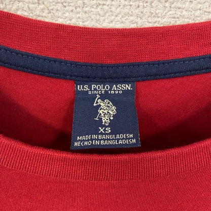 古着 used　U.S.POLOASSN　ユーエスポロアッスン　長袖Tシャツ　ロンT　ワンポイントロゴ刺繍　赤　レッド　XSサイズ