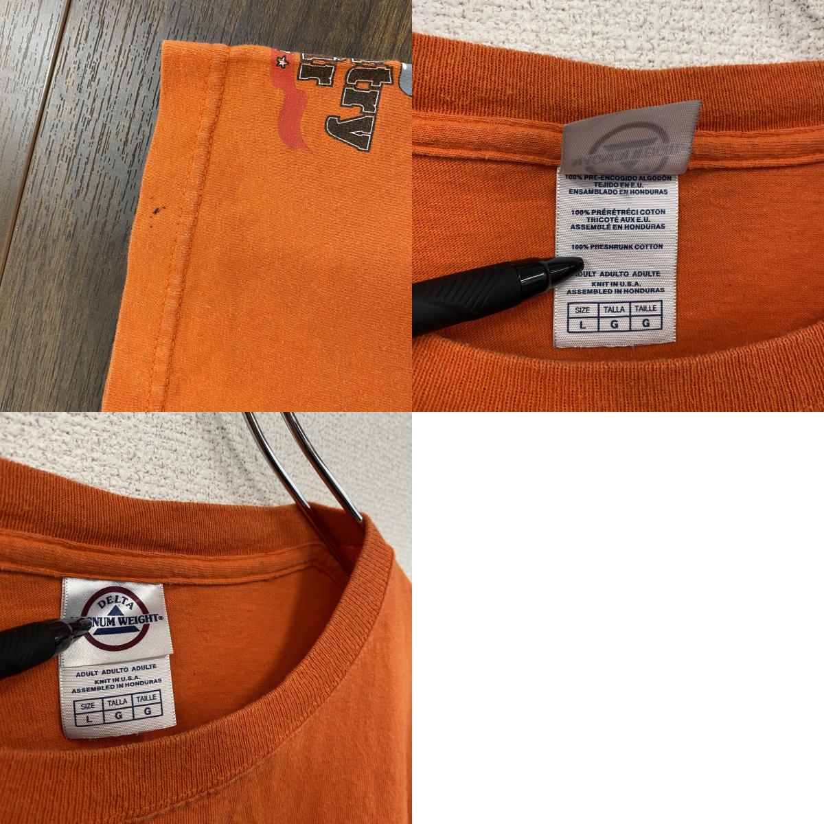 DELTA　HOOTERS　フーターズ　半袖プリントTシャツ　企業T　オレンジ　Lサイズ