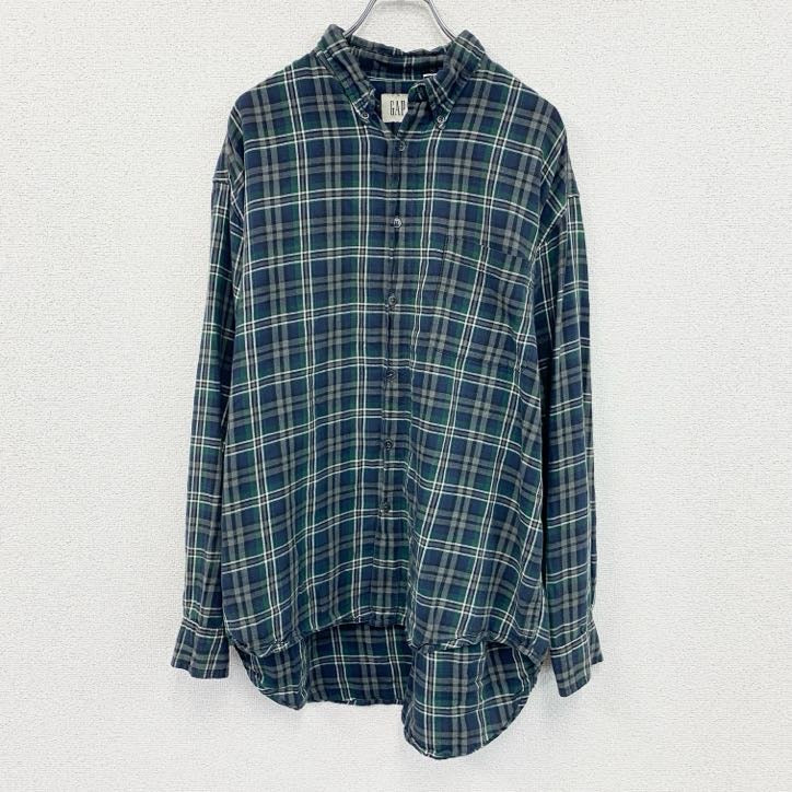 90s　OLD GAP　オールドギャップ　長袖ボタンダウンシャツ　ネルシャツ　白タグ　ヴィンテージ　Lサイズ