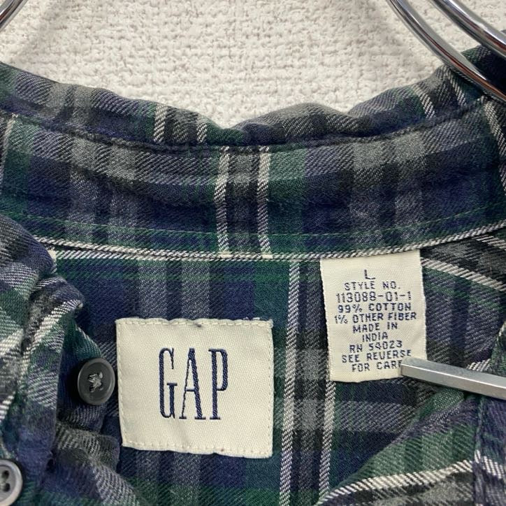 90s　OLD GAP　オールドギャップ　長袖ボタンダウンシャツ　ネルシャツ　白タグ　ヴィンテージ　Lサイズ