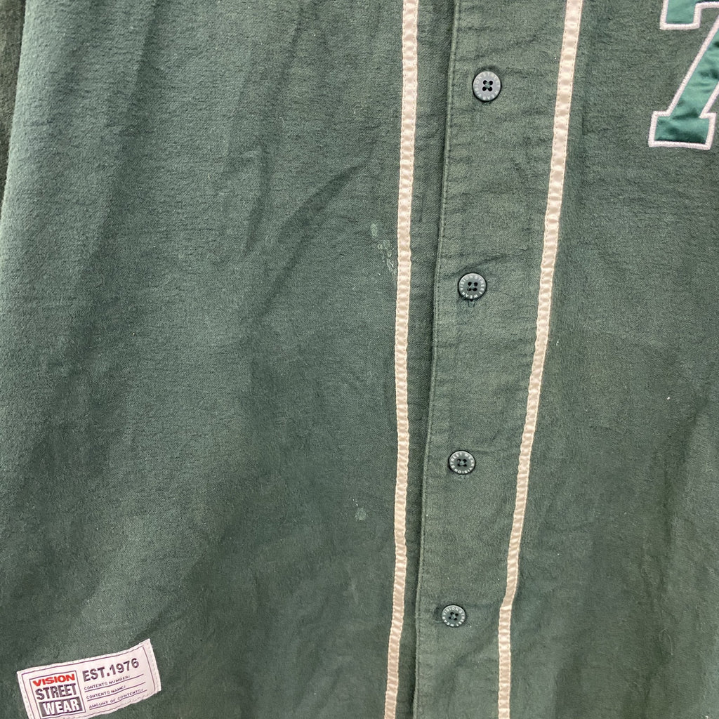 VISION STRRET WEAR　ヴィジョンストリートウェア　長袖ベースボールネルシャツ　緑　グリーン　Mサイズ