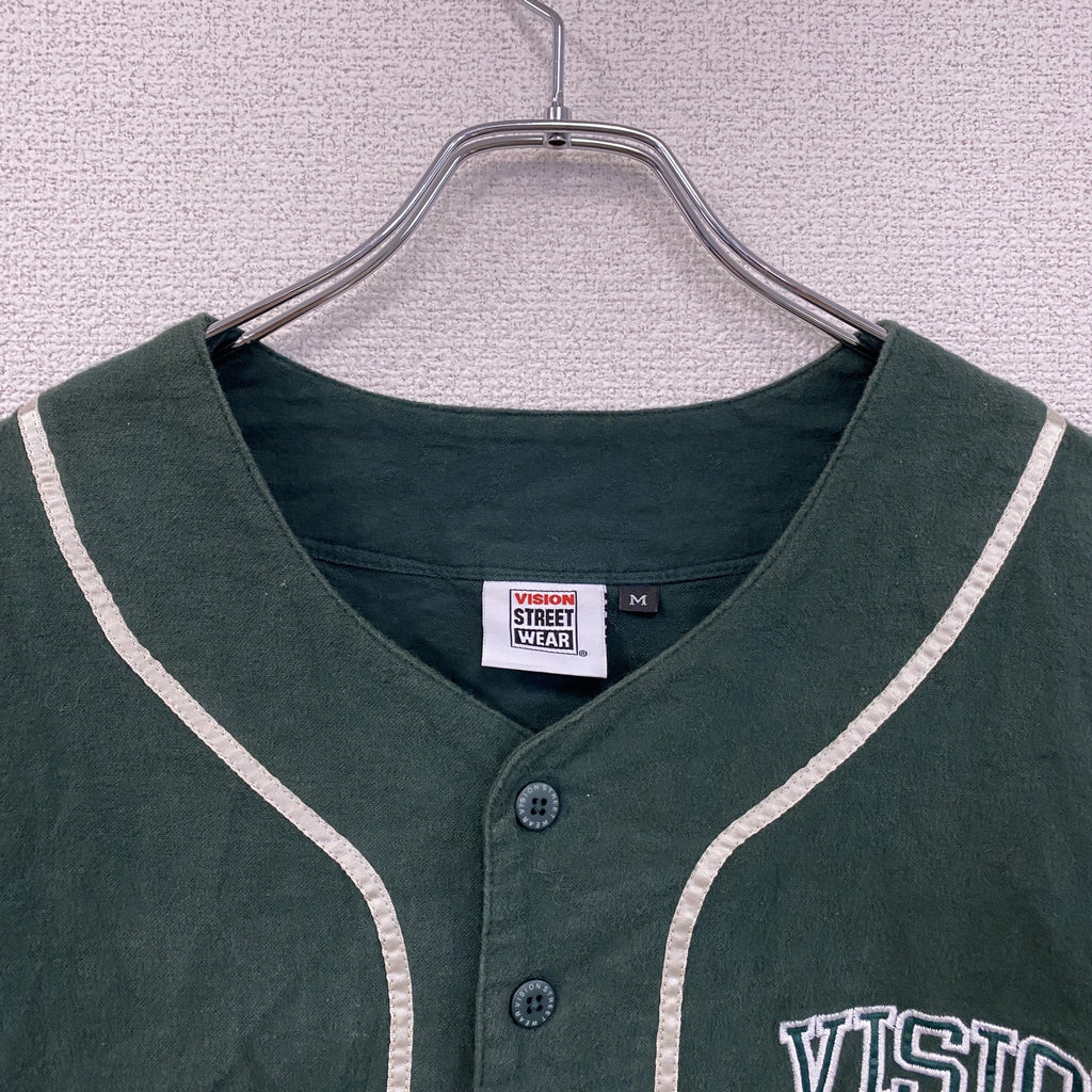 VISION STRRET WEAR　ヴィジョンストリートウェア　長袖ベースボールネルシャツ　緑　グリーン　Mサイズ