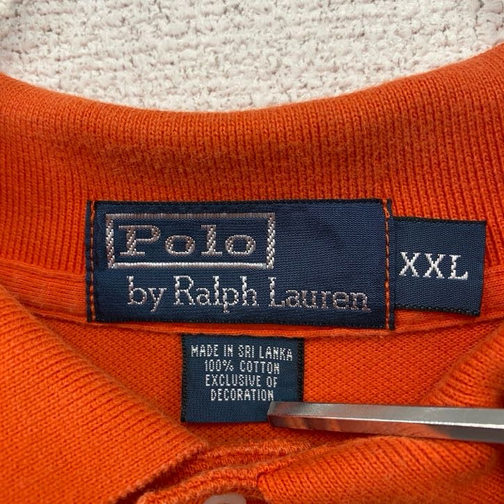 90s～　Polo by Ralph Lauren　ポロバイラルフローレン　長袖ポロシャツ　オレンジ　2XLサイズ