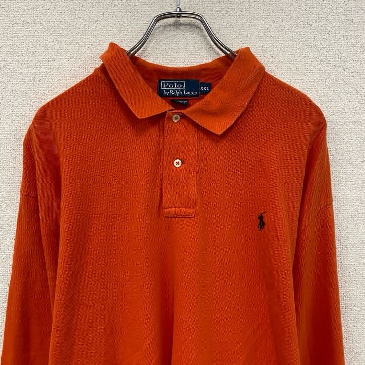 90s～　Polo by Ralph Lauren　ポロバイラルフローレン　長袖ポロシャツ　オレンジ　2XLサイズ