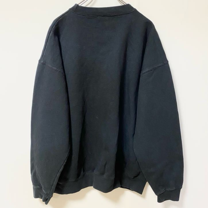 古着 used　Reebok リーボック　長袖ワンポイントロゴデザインスウェット　トレーナー　クルーネック　黒　XLサイズ