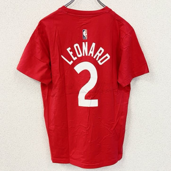 古着 used　NIKE ナイキ　NBA　トロント・ラプターズ　LEONARD レナード　半袖プリントTシャツ　レッド　Mサイズ