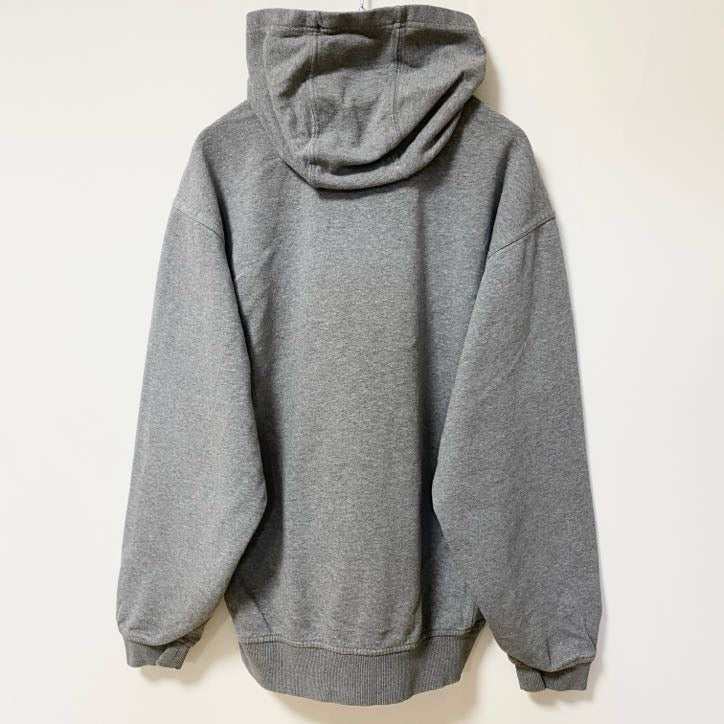 古着 used　NIKE ナイキ　長袖フルジッププリントデザインパーカー　スウェットフーディ　グレー　前ポケット　Lサイズ