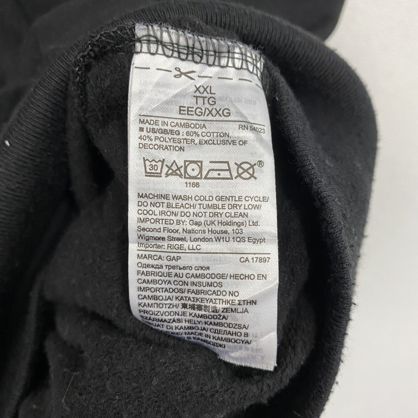 GAP　ギャップ　フルジップスウェットパーカー/フーディー　黒　ブラック　2XLサイズ