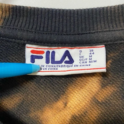 古着 used　FILA フィラ　長袖ビッグロゴデザインスウェット　トレーナー　クルーネック　タイダイ柄　ブリーチ加工　Mサイズ