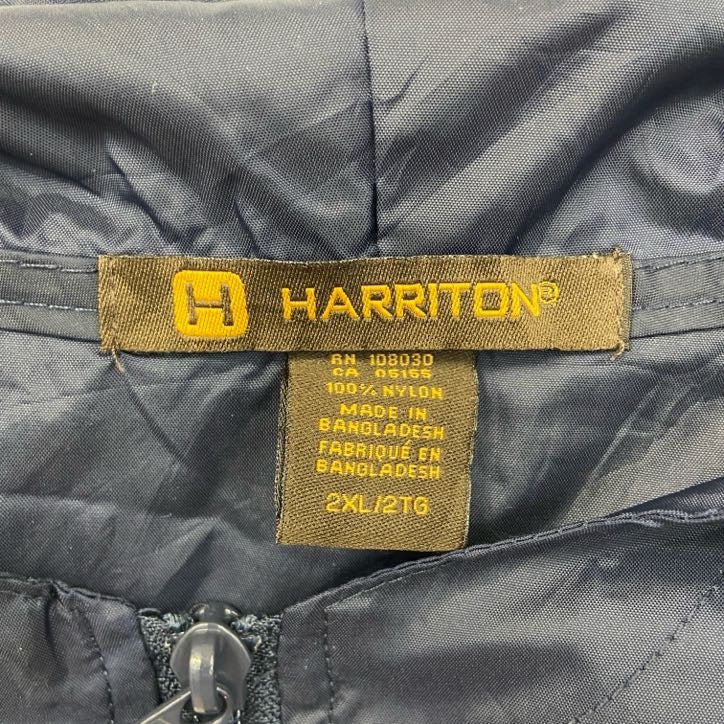 古着 used　HARRITON　長袖ナイロンプルオーバー　ハーフジップパーカー　ワンポイント・バックプリント　XXLサイズ