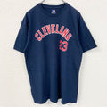古着 used　MLB　クリーブランド・ガーディアンズ　半袖クルーネックプリントTシャツ　紺　ネイビー　Lサイズ