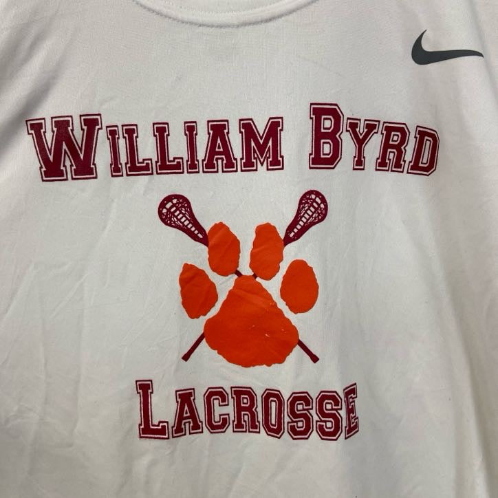 古着 used　NIKE ナイキ　半袖プリントTシャツ　WILLIAM BYRD LACROSSE　ラクロス　白　Mサイズ