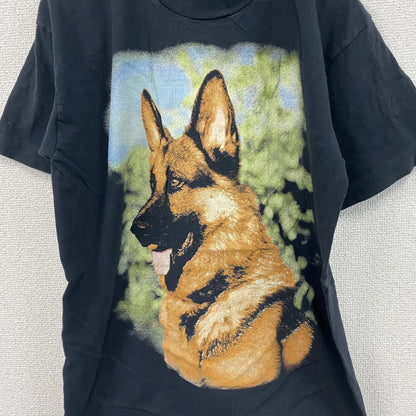 ～00s　半袖アニマルプリントTシャツ　ヴィンテージ　シングルステッチ　犬　シェパード　黒　ブラック