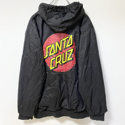 古着 used　SANTA CRUZ　サンタクルーズ　長袖ロゴデザインブルゾン　バックプリント　ジップアップ　赤　黒　Lサイズ