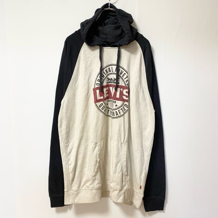 LEVI’S　リーバイス　スウェットパーカー/フーディー　ネイビー　白　XXＬサイズ