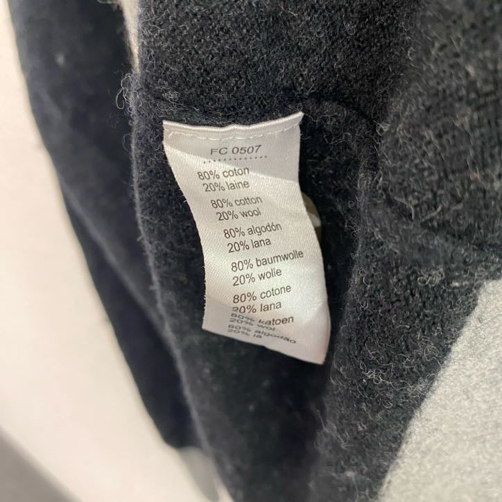 LACOSTE　ラコステ　長袖Vネックコットンニットカーディガン　ワンポイントロゴ刺繍　ダークグレー　7サイズ