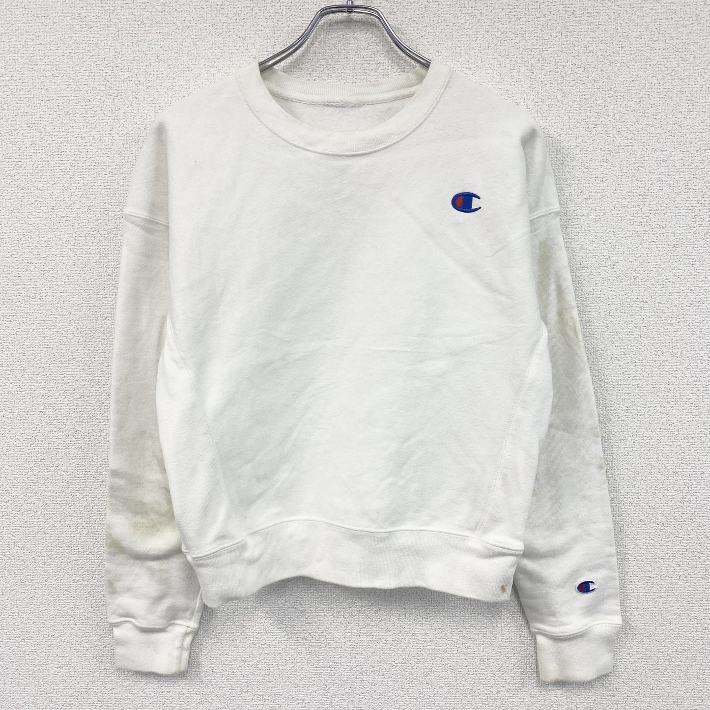 Champion　チャンピオン　スウェット/トレーナー　刺繍ロゴ　ワンポイント　白　ホワイト