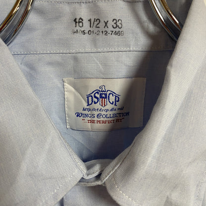 古着 used　DSCP　長袖無地ワークシャツ　両胸ポケット付き　水色　ライトブルー　ヴィンテージ　vintage　秋冬服