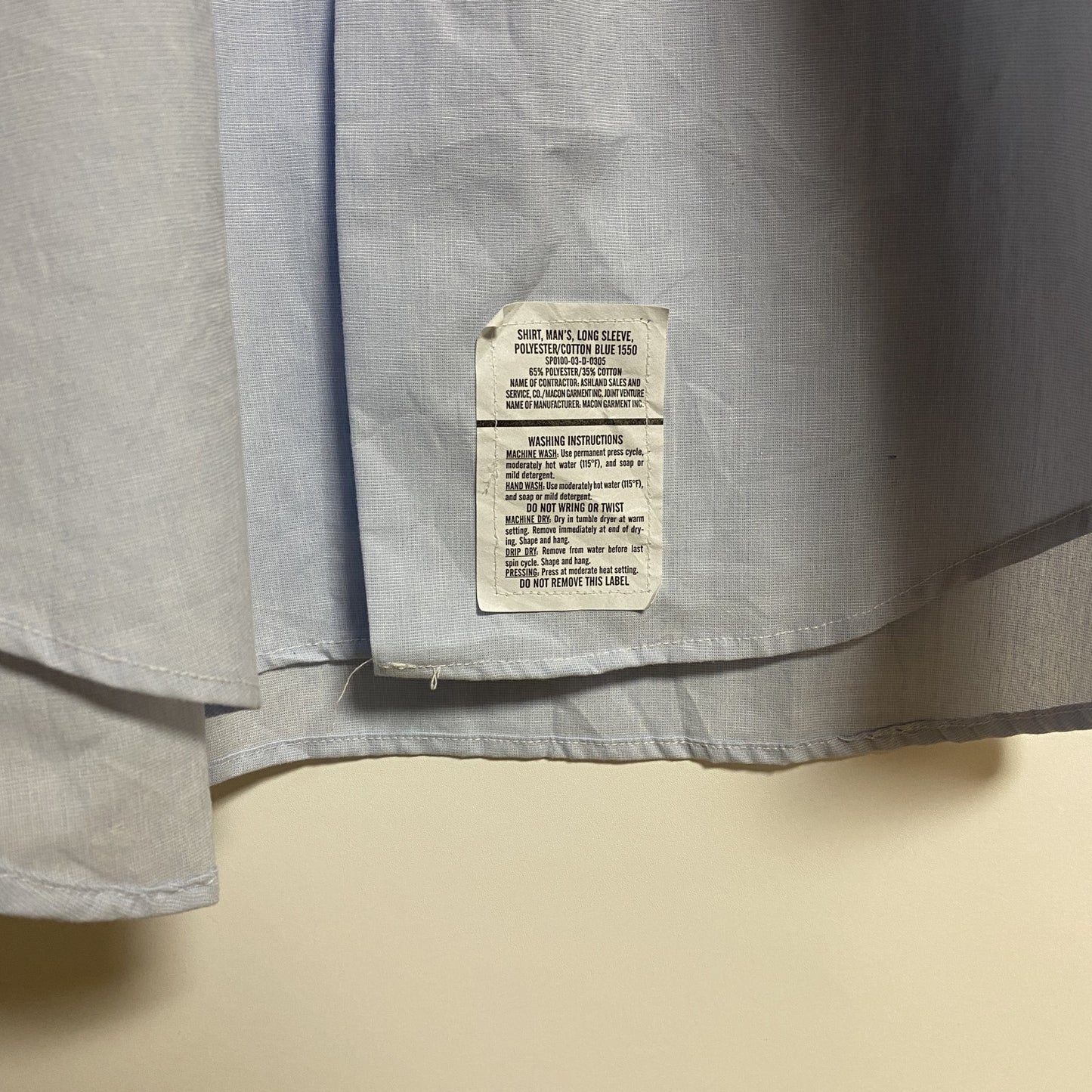 古着 used　DSCP　長袖無地ワークシャツ　両胸ポケット付き　水色　ライトブルー　ヴィンテージ　vintage　秋冬服