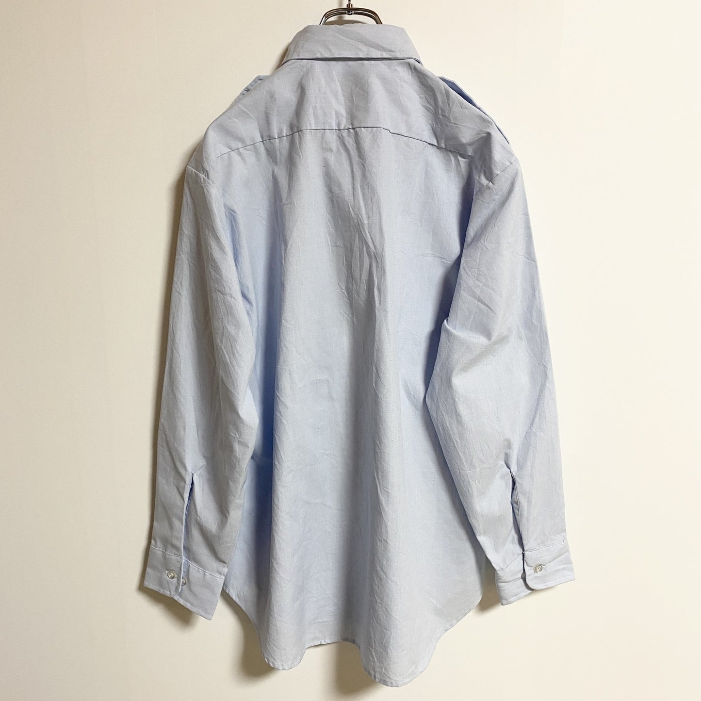 古着 used　DSCP　長袖無地ワークシャツ　両胸ポケット付き　水色　ライトブルー　ヴィンテージ　vintage　秋冬服
