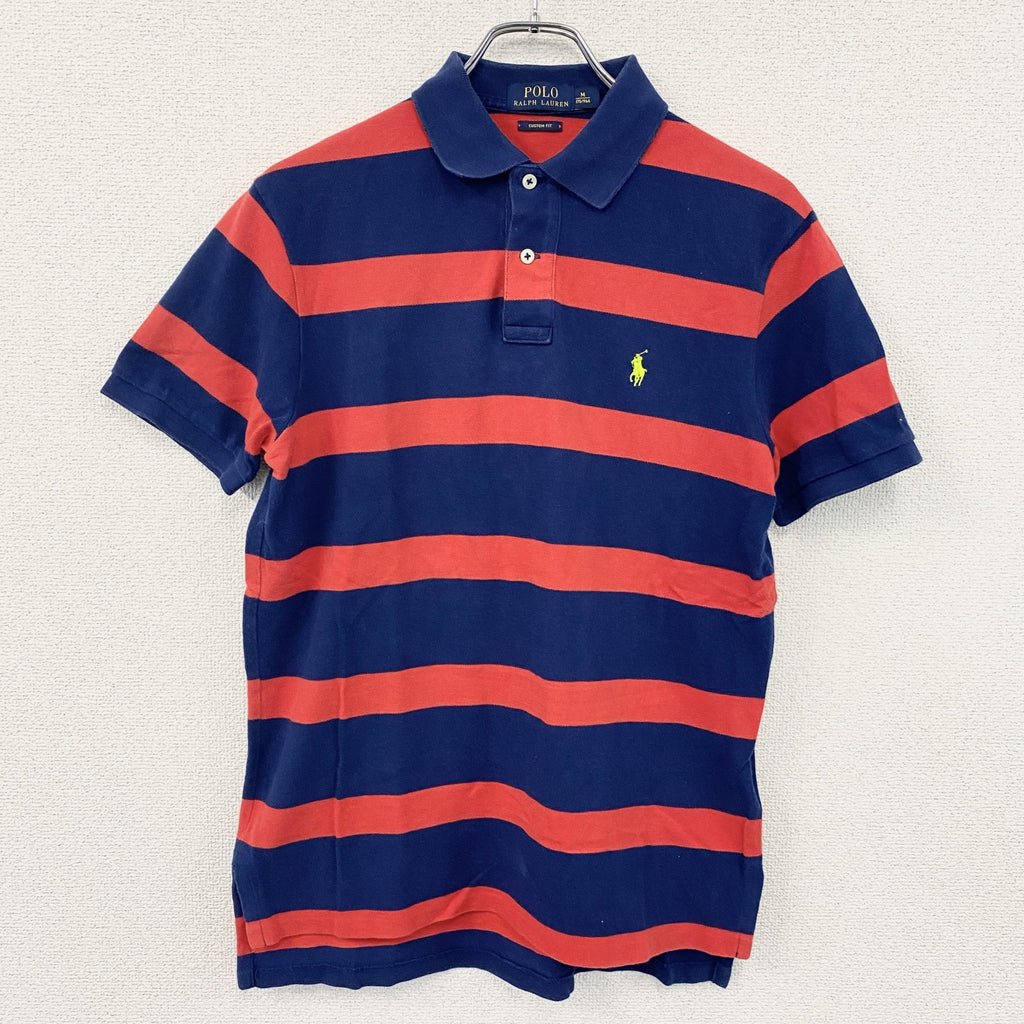 POLO RALPH LAUREN　ポロラルフローレン　半袖ポロシャツ　ボーダー　赤　紺　レッド　ネイビー　Mサイズ