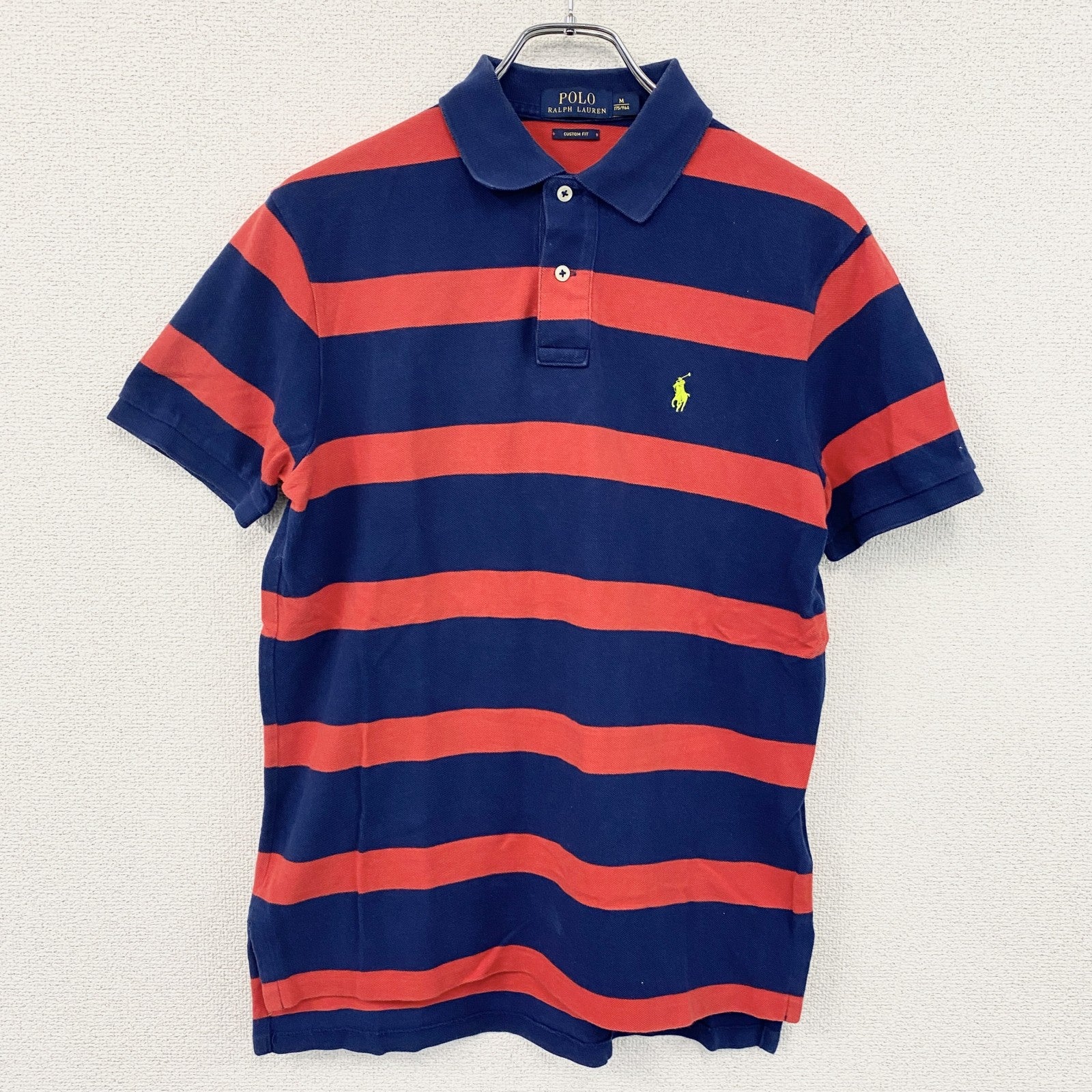 POLO RALPH LAUREN　ポロラルフローレン　半袖ポロシャツ　ボーダー　赤　紺　レッド　ネイビー　Mサイズ