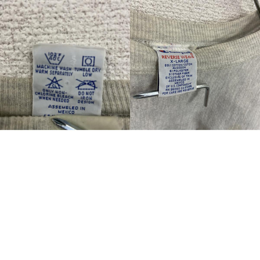 90s　Champion　チャンピオン　リバースウィーブ　スウェット/トレーナー　ワッペン　刺繍タグ　霜降りグレー　XLサイズ