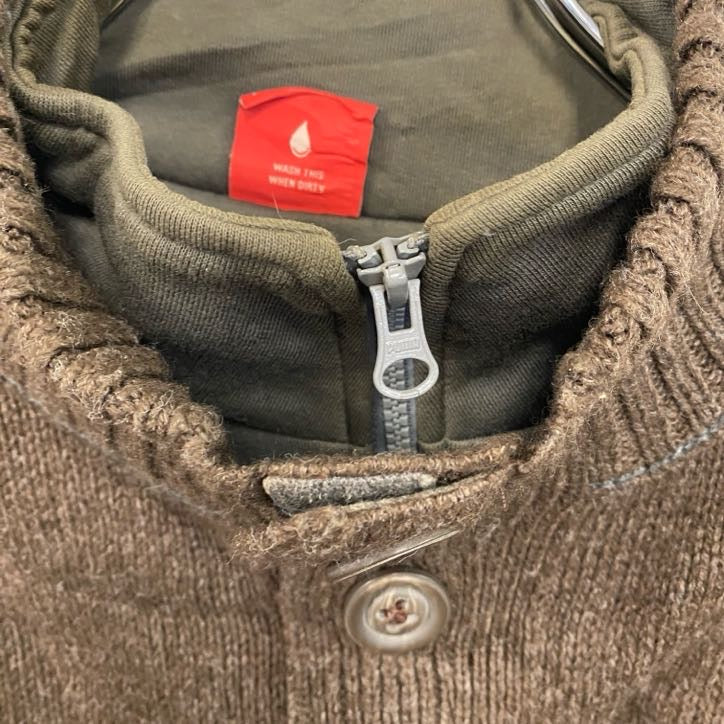 puma　プーマ　タートルネックニットセーター　異素材切り替え　無地　ワンポイント　スポーツ　茶色　ダークブラウン　Lサイズ