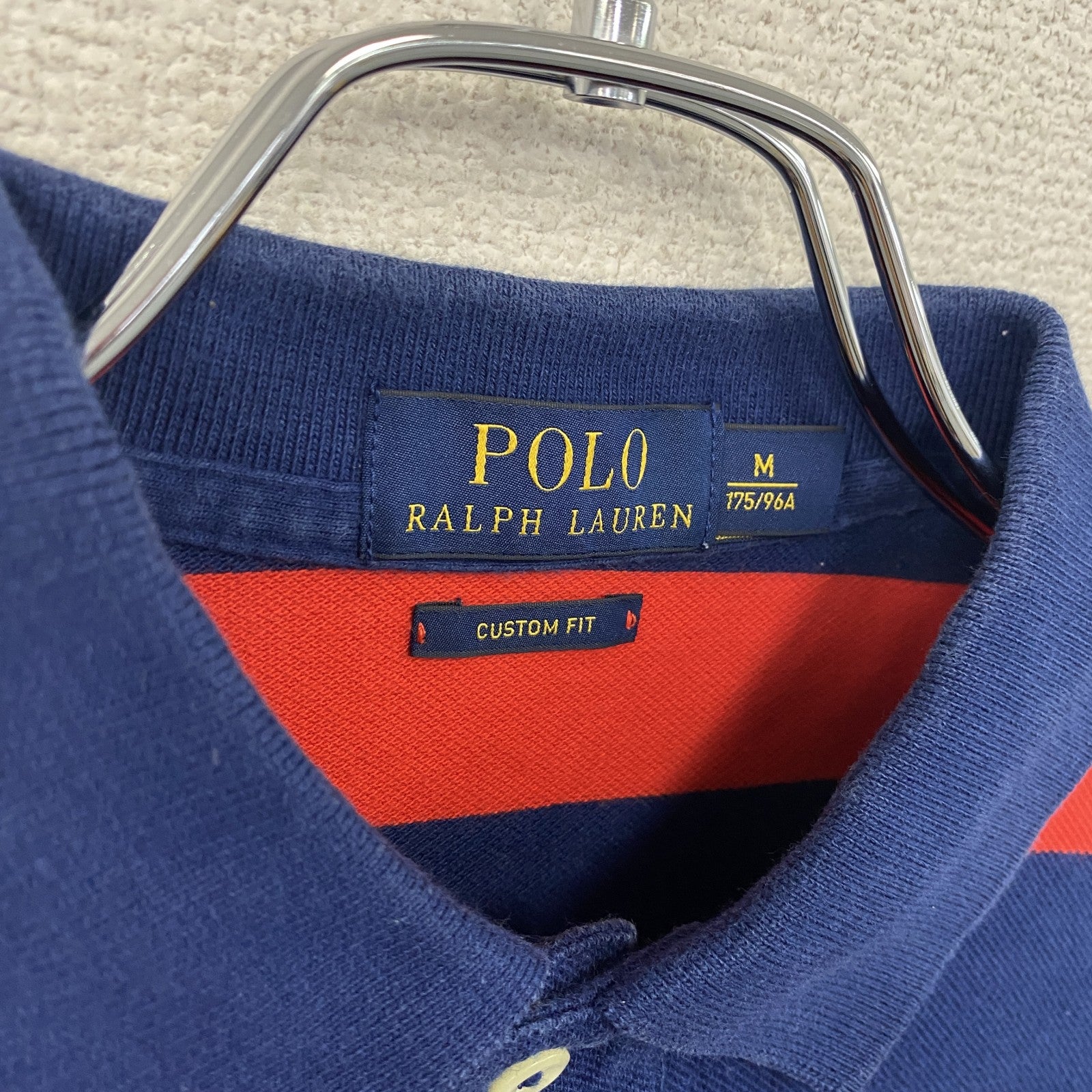 POLO RALPH LAUREN　ポロラルフローレン　半袖ポロシャツ　ボーダー　赤　紺　レッド　ネイビー　Mサイズ