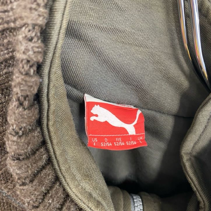 puma　プーマ　タートルネックニットセーター　異素材切り替え　無地　ワンポイント　スポーツ　茶色　ダークブラウン　Lサイズ