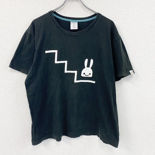 CUNE　半袖プリントTシャツ　黒　ブラック　Lサイズ