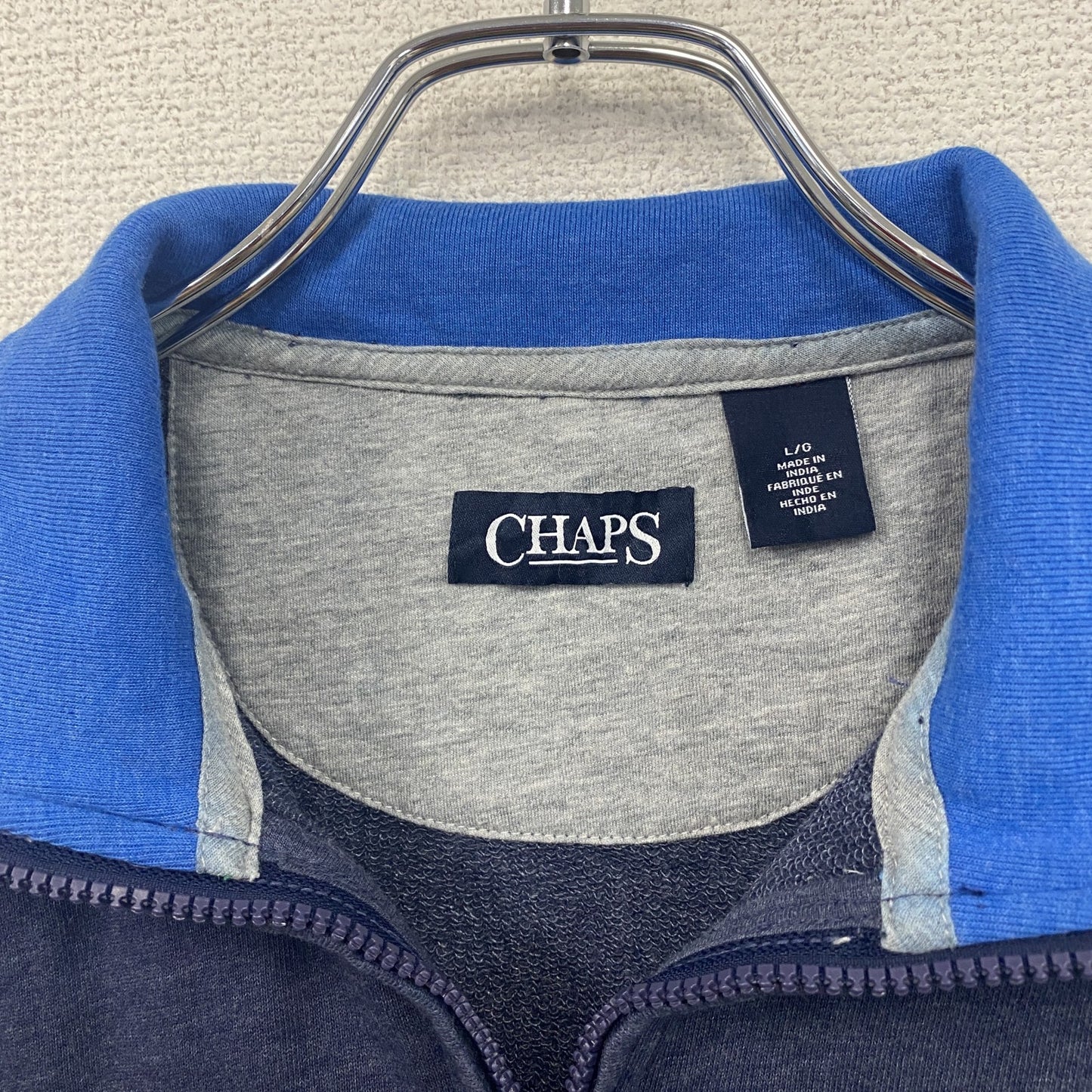 CHAPS　チャップス　ハーフジップスウェット/トレーナー　青　ブルー　Lサイズ