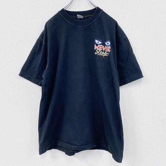 HOR　半袖プリントTシャツ　NEVER Sleep　黒　ブラック　BIGサイズ