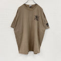 GILDAN　ギルダン　半袖プリントTシャツ　スカル　骸骨　星条旗　フェード　両面プリント　茶色　ブラウン　2XLサイズ