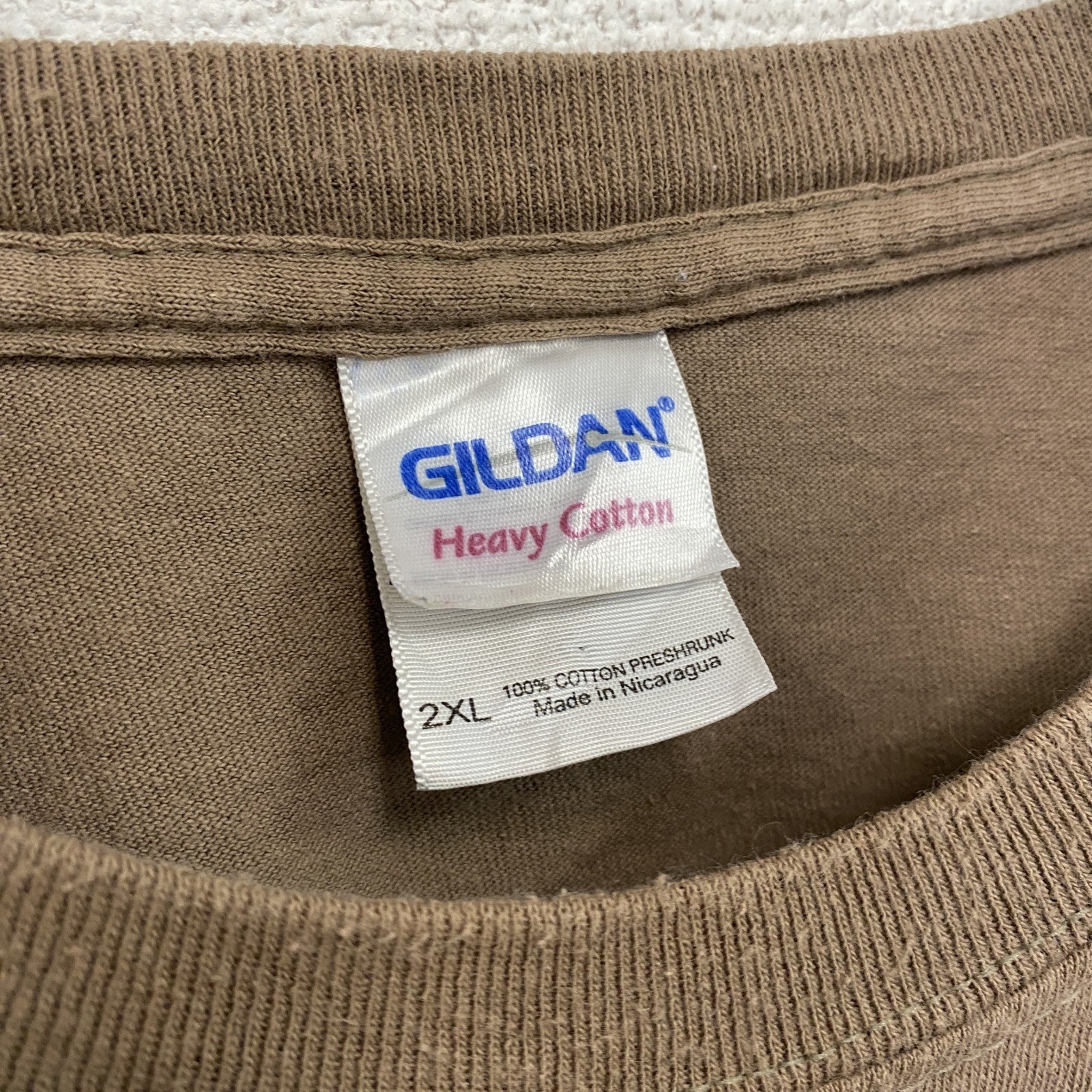 GILDAN　ギルダン　半袖プリントTシャツ　スカル　骸骨　星条旗　フェード　両面プリント　茶色　ブラウン　2XLサイズ