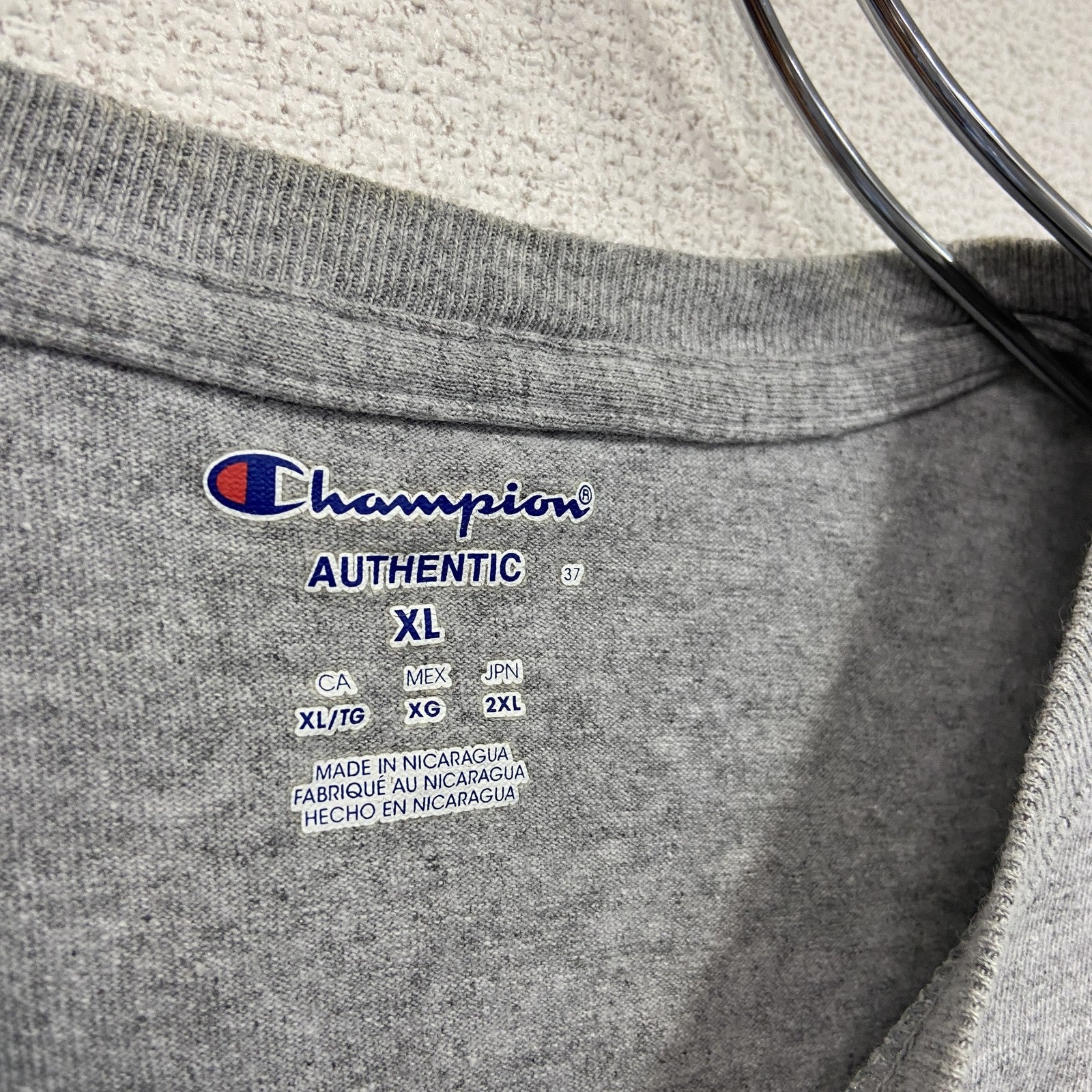 Champion　チャンピオン　半袖プリントTシャツ　グレー　XLサイズ