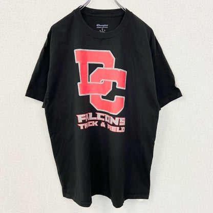Champion　チャンピオン　半袖プリントTシャツ　Del City　両面プリント　クルーネック　現行　黒　ブラック　XLサイズ