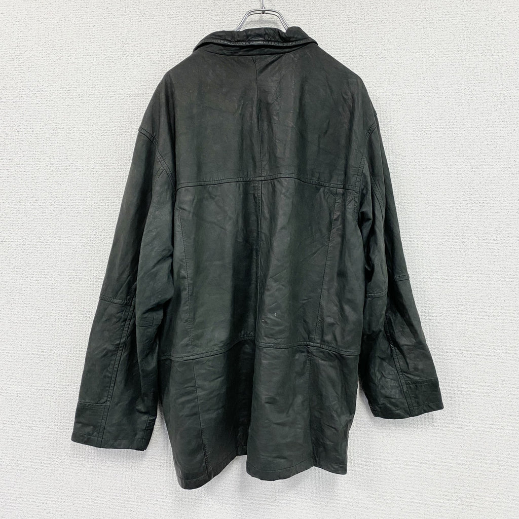CAMEL　レザージャケット/革ジャン　ハーフコート　黒　ブラック　XLサイズ